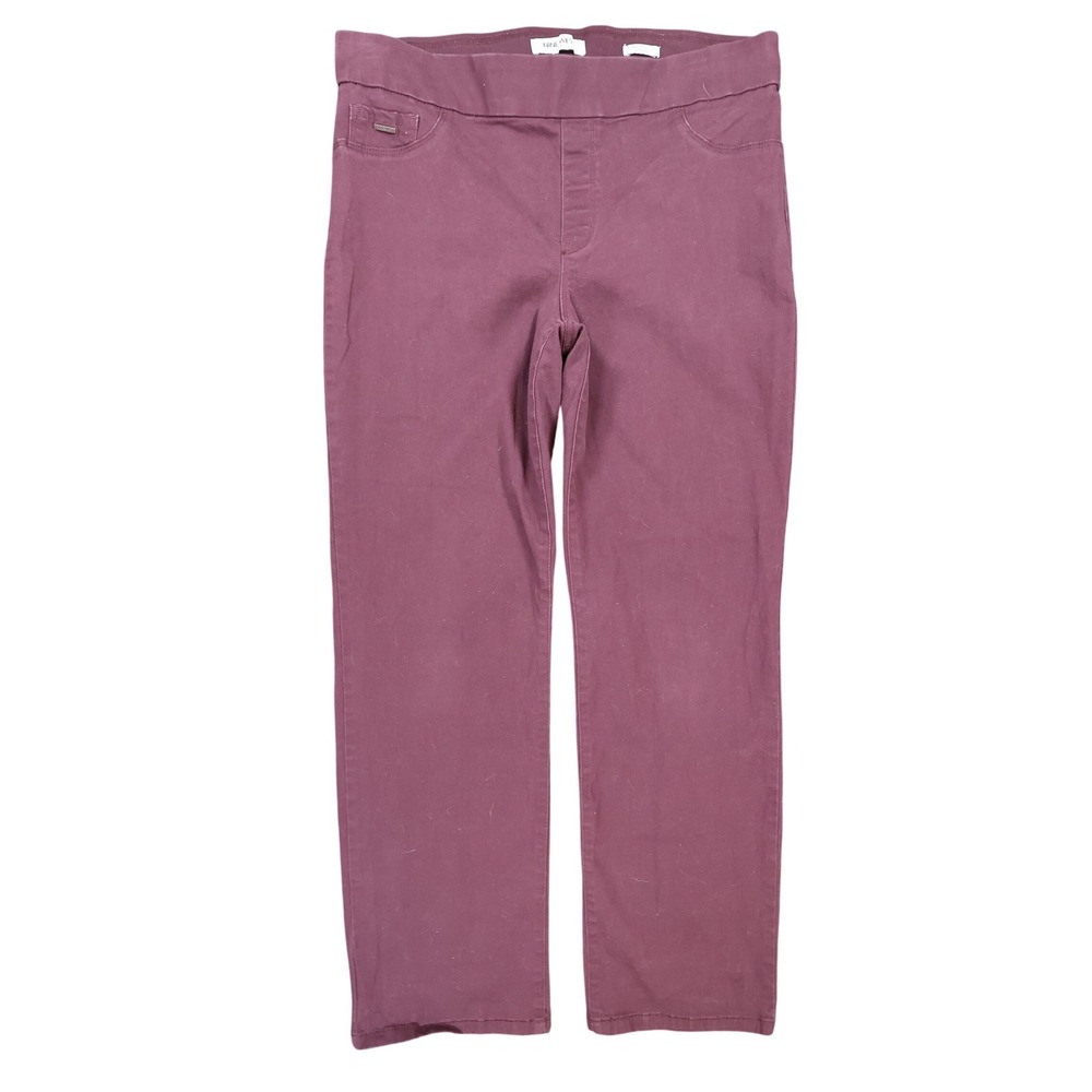 Nine West Pants Womens 14 Purple Cotton Heidi Pull-On Straight Leg Stretch Denim
